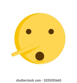 Lie emoticon concept. Vector emoji smiley icon with big nose