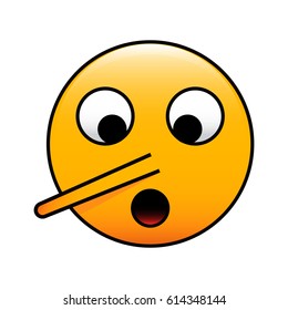 Lie emoticon concept. Vector emoji with big nose