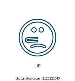 lie icon. Thin linear lie outline icon isolated on white background. Line vector lie sign, symbol for web and mobile