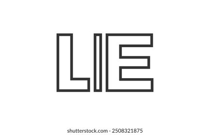 LIE logo design template with strong and modern bold text. Initial based vector logotype featuring simple and minimal typography. Trendy company identity ideal for businesses brand presence.