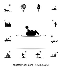 lie on the inflatable circle icon. Beach holidays icons universal set for web and mobile