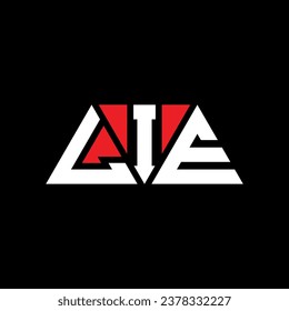 LIE triangle letter logo design with triangle shape. LIE triangle logo design monogram. LIE triangle vector logo template with red color. LIE triangular logo Simple, Elegant, and Luxurious design.