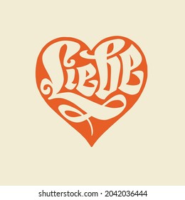 Liebe Love Vector Logo Typography Red Illustration Poster Valentine Art Symbol Heart Graphic Icon Tshirt