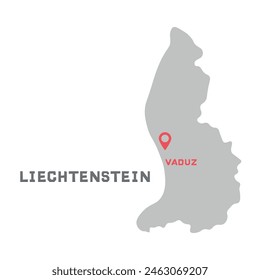 Liechtenstein befindet sich in den Alpen, Vektorgrafik Kartenabbildung, Landkarte Silhouette mit Markierung der Hauptstadt Liechtensteins im Inneren. Vektorillustration