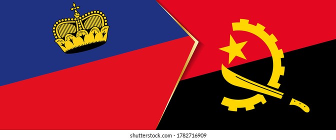 Liechtenstein und Angola sind Flaggen, zwei Vektorflaggen Symbol für Beziehung oder Konfrontation.