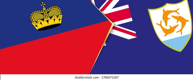 Liechtenstein und Anguilla Flaggen, zwei Vektorfahnen Symbol für Beziehung oder Konfrontation.