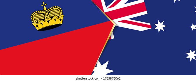 Banderas de Liechtenstein y Australia, dos banderas vectoriales símbolo de relación o enfrentamiento.