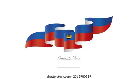 Liechtenstein blue red wavy flag ribbon concept design template. Premium Liechtensteiner flag vector illustration design on isolated white background