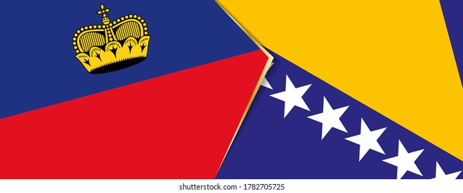 Liechtenstein and Bosnia and Herzegovina flags, two vector flags symbol of relationship or confrontation.