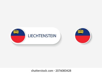 Liechtenstein button flag in illustration of oval shaped with word of Liechtenstein. And button flag Liechtenstein. 