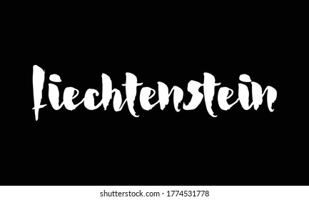 Liechtenstein Calligraphy White Color Text On Black Background