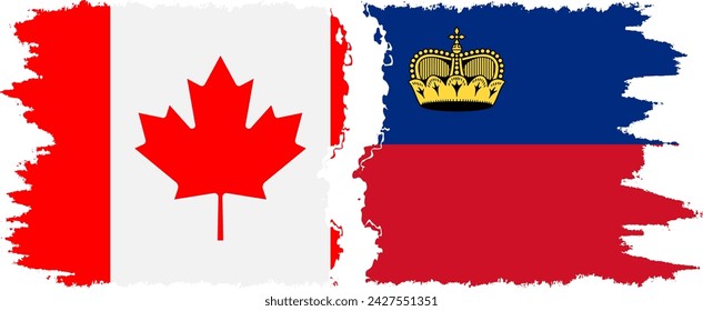Liechtenstein und Kanada Grunge Flaggen Verbindung, Vektor