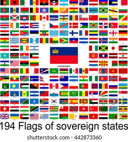 Liechtenstein, collection of vector images of flags of the world