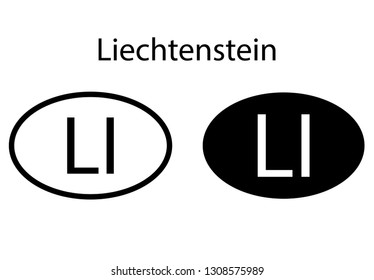 Liechtenstein country code icon.  Iso code country domain name.   LI - Liechtenstein abbreviated. vector
