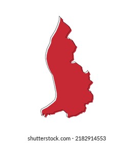 Liechtenstein country vector map in black outline and abstract dark red fill on a white background