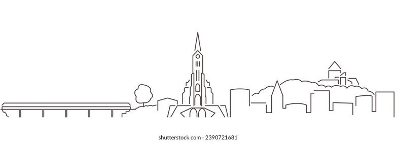 Liechtenstein Dark Line Simple Minimalist Skyline With White Background