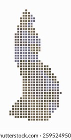 Liechtenstein dotted map. Digital style map of the country on white background. Liechtenstein shape with square dots. Colored dots style. Large size squares. Plain vector illustration.