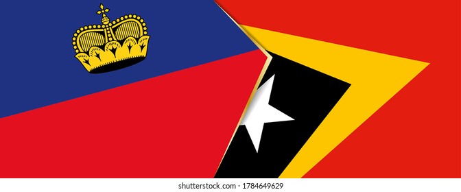 Banderas de Liechtenstein y Timor Oriental, dos banderas vectoriales símbolo de relación o enfrentamiento.