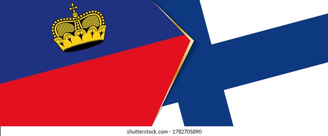 Liechtenstein and Finland flags, two vector flags symbol of relationship or confrontation.