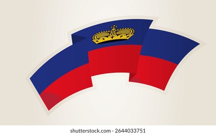 Liechtenstein Flag in Abstract Ribbon Shape, National Symbol of the Liechtenstein. This vector is ideal for use in national events, Independence Day, international sports competitions.