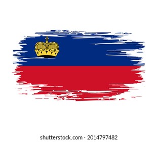 Fondo grueso del pincel de la bandera de Liechtenstein. Ilustración vectorial.