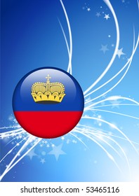 Liechtenstein Flag Button on Abstract Light Background Original Illustration