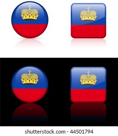 liechtenstein Flag Buttons on White and Black Background