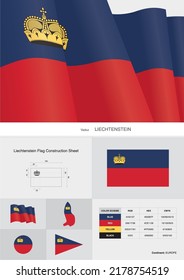 liechtenstein flag construction sheet vector