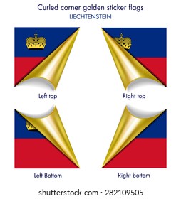 Liechtenstein flag curled golden corner edition