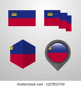 Liechtenstein flag design set vector