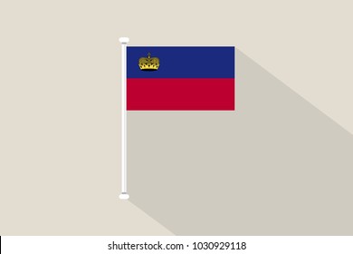Liechtenstein flag with flagpole,vector illustration