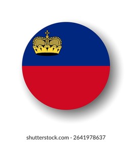 Liechtenstein flag - flat vector circle icon or badge with dropped shadow.