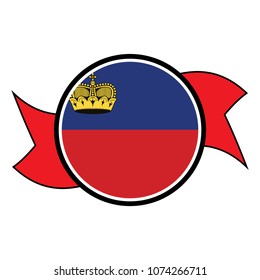 Liechtenstein flag in glossy round button of icon. flag logo of Liechtenstein emblem isolated on white background, Liechtenstein national concept sign, Vector illustration.