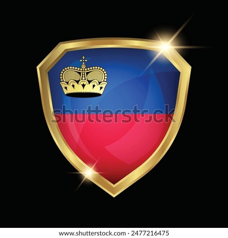 Liechtenstein Flag Golden Shield Logo