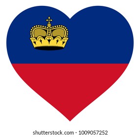 liechtenstein flag in heart vector illustration sign. Flag of liechtenstein in the shape of Heart with contrasting contour, symbol of love for his country or valentine day, patriotism.