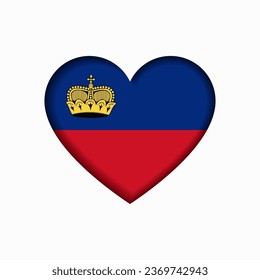 Señal en forma de corazón de la bandera de Liechtenstein. Ilustración vectorial.