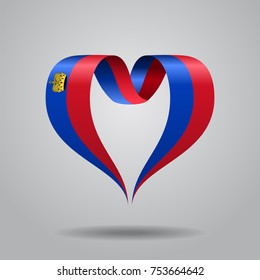 Liechtenstein flag heart-shaped wavy ribbon. Vector illustration.