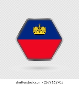 Bandera de Liechtenstein en un marco hexagonal.