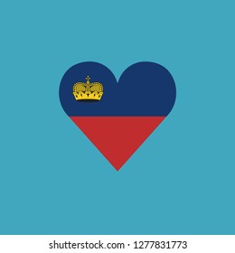 Liechtenstein flag icon in a heart shape in flat design. Independence day or National day holiday concept.