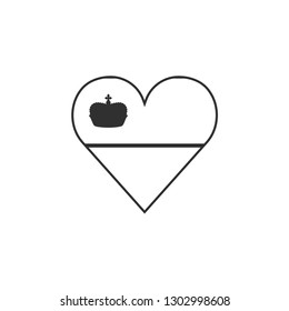 Liechtenstein flag icon in a heart shape in black outline flat design. Independence day or National day holiday concept.