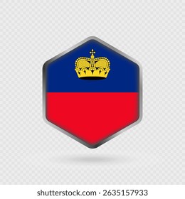Ícone da bandeira de Liechtenstein em forma de hexágono.