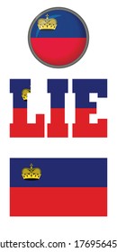 Liechtenstein flag icons on a white background. Vector image: flag of Liechtenstein, the button and the abbreviation. You can use it to create a website, print brochures, booklets, flyers,