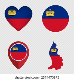 Liechtenstein Flag Icons Pack. Vector illustration.