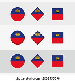 Liechtenstein flag icons set, vector flag of Liechtenstein. Three versions of icon.