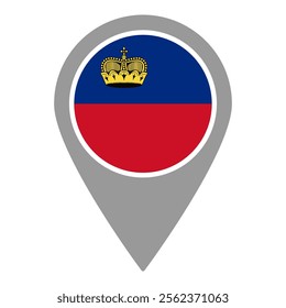 Liechtenstein flag location pin, flag application, Flag on Location Pin, graphic design, map pointer, vector illustration.
