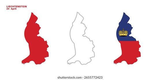 liechtenstein flag and map set. liechtenstein flag in official colors and proportions., map