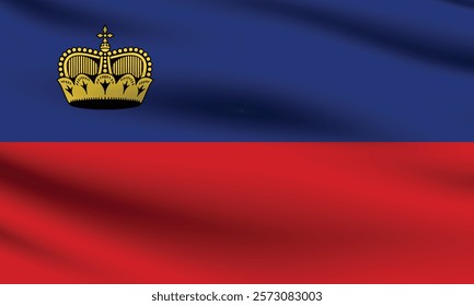 Liechtenstein flag official colors and proportion digital vector illustration. Pleated flag.