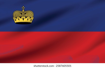 Liechtenstein flag official colors and proportion digital vector illustration. Pleated flag.