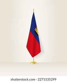 Liechtenstein flag on a flag stand. Vector illustration.