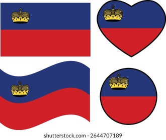 Liechtenstein flag on white background. Liechtenstein Round Country Flag. Waving flag of Liechtenstein. Circular Liechtenstein National Flag. flat style.